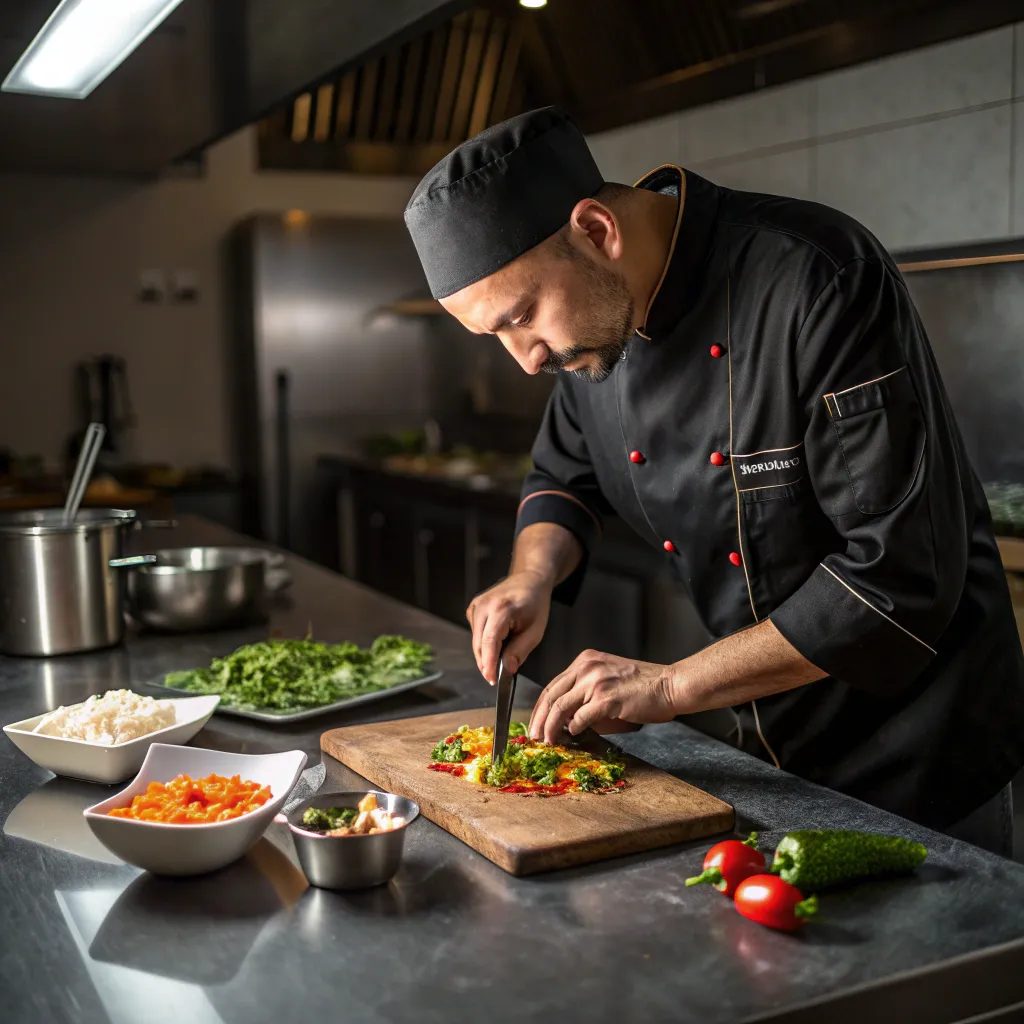 Chef preparing a traditional dish